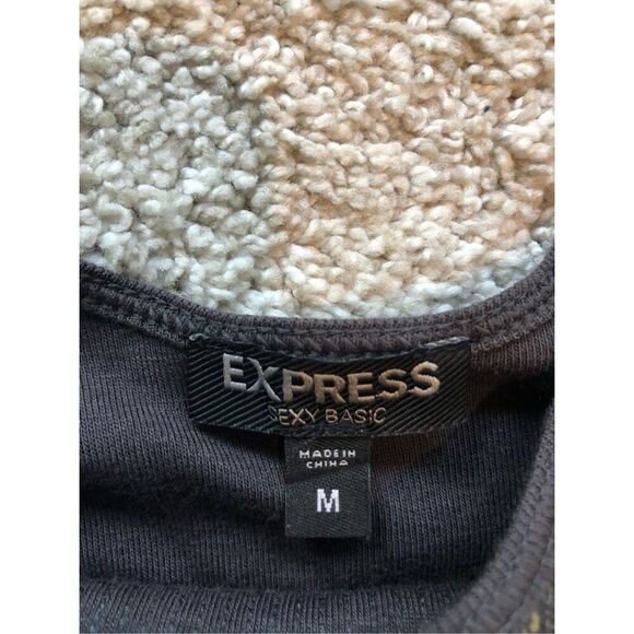 Express Sexy Basic Women’s Gray 2 Piece Sequin Twin set Tank With 1/4 Sleeve Sha - Picture 4 of 10